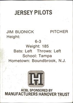 1977 TCMA Atlantic Collegiate Baseball League #NNO Jim Budnick Back