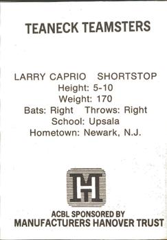 1977 TCMA Atlantic Collegiate Baseball League #NNO Larry Caprio Back