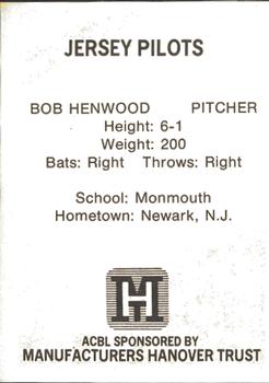 1977 TCMA Atlantic Collegiate Baseball League #NNO Bob Henwood Back