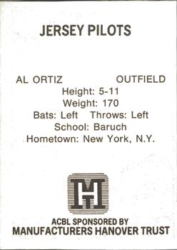 1977 TCMA Atlantic Collegiate Baseball League #NNO Al Ortiz Back