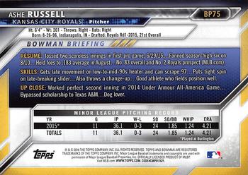 2016 Bowman - Prospects Yellow #BP75 Ashe Russell Back