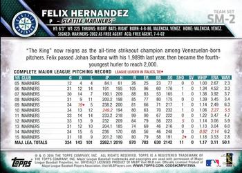 2016 Topps Seattle Mariners #SM-2 Felix Hernandez Back