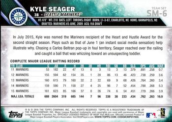2016 Topps Seattle Mariners #SM-6 Kyle Seager Back