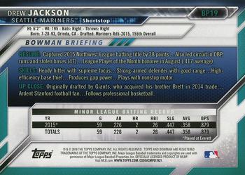 2016 Bowman - Prospects Silver #BP19 Drew Jackson Back