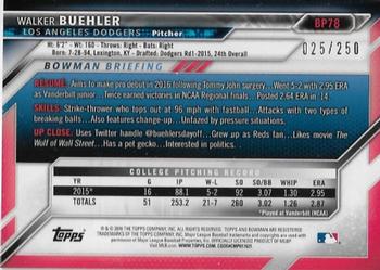 2016 Bowman - Prospects Purple #BP78 Walker Buehler Back
