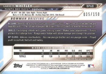 2016 Bowman - Prospects Blue #BP68 Garrett Whitley Back