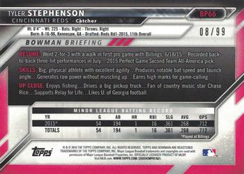 2016 Bowman - Prospects Green #BP66 Tyler Stephenson Back