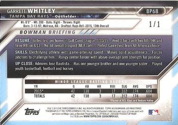2016 Bowman - Prospects Metallic #BP68 Garrett Whitley Back