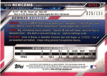 2016 Bowman - Chrome Prospects Blue Refractor #BCP65 Sean Newcomb Back
