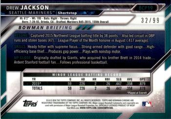 2016 Bowman - Chrome Prospects Green Refractor #BCP19 Drew Jackson Back