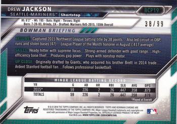 2016 Bowman - Chrome Prospects Green Shimmer Refractor #BCP19 Drew Jackson Back