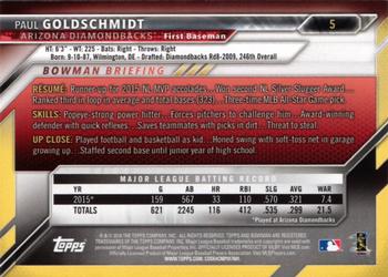 2016 Bowman - Silver #5 Paul Goldschmidt Back