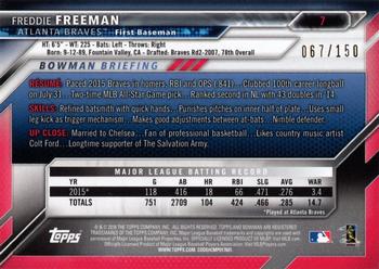 2016 Bowman - Blue #7 Freddie Freeman Back