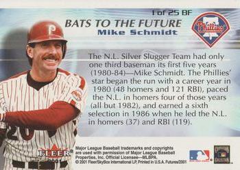 2001 Fleer Futures - Bats to the Future #1BF Mike Schmidt  Back