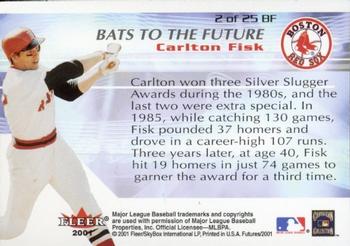 2001 Fleer Futures - Bats to the Future #2BF Carlton Fisk  Back