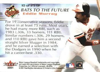 2001 Fleer Futures - Bats to the Future #10BF Eddie Murray  Back