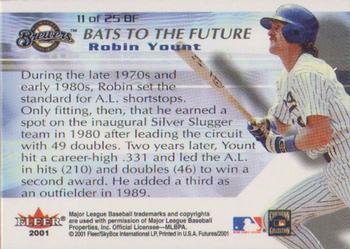 2001 Fleer Futures - Bats to the Future #11BF Robin Yount  Back
