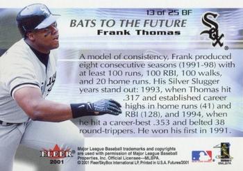 2001 Fleer Futures - Bats to the Future #13BF Frank Thomas  Back