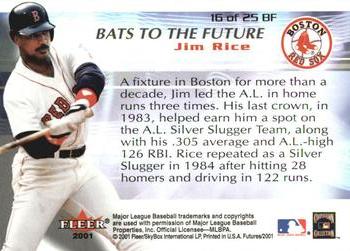 2001 Fleer Futures - Bats to the Future #16BF Jim Rice  Back