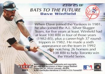 2001 Fleer Futures - Bats to the Future #23BF Dave Winfield  Back