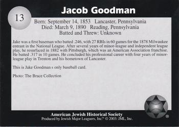 2003 Jewish Major Leaguers #13 Jake Goodman Back