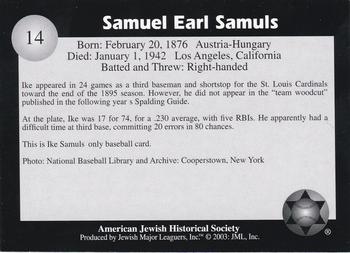 2003 Jewish Major Leaguers #14 Ike Samuels Back
