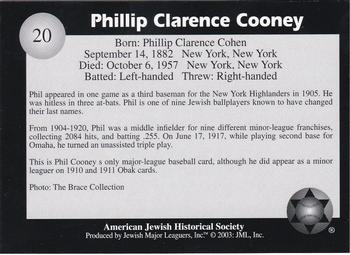 2003 Jewish Major Leaguers #20 Phil Cooney Back