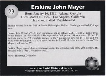 2003 Jewish Major Leaguers #23 Erskine Mayer Back