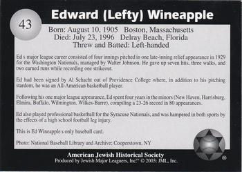2003 Jewish Major Leaguers #43 Ed Wineapple Back
