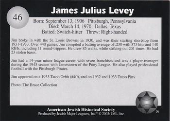 2003 Jewish Major Leaguers #46 Jim Levey Back
