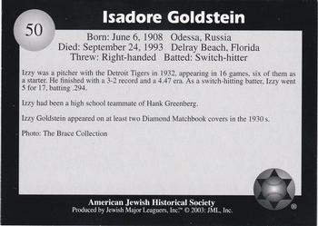 2003 Jewish Major Leaguers #50 Izzy Goldstein Back