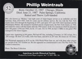 2003 Jewish Major Leaguers #52 Phil Weintraub Back