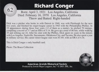 2003 Jewish Major Leaguers #62 Dick Conger Back