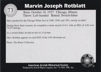 2003 Jewish Major Leaguers #73 Marv Rotblatt Back