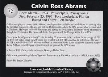 2003 Jewish Major Leaguers #75 Cal Abrams Back