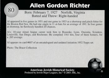 2003 Jewish Major Leaguers #80 Al Richter Back