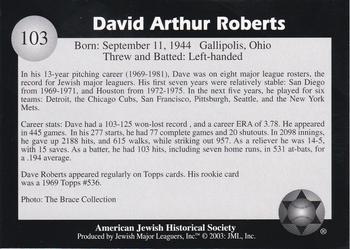 2003 Jewish Major Leaguers #103 Dave Roberts Back
