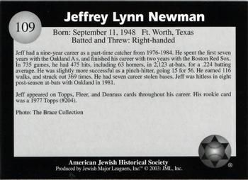 2003 Jewish Major Leaguers #109 Jeff Newman Back