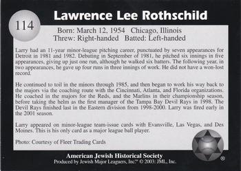 2003 Jewish Major Leaguers #114 Larry Rothschild Back
