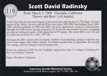 2003 Jewish Major Leaguers #119 Scott Radinsky Back