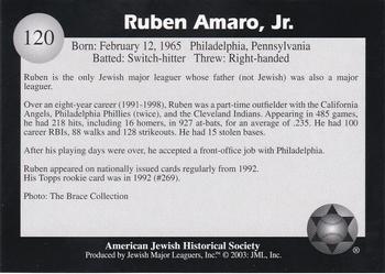 2003 Jewish Major Leaguers #120 Ruben Amaro Jr. Back