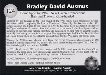 2003 Jewish Major Leaguers #124 Brad Ausmus Back