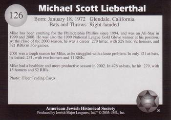 2003 Jewish Major Leaguers #126 Mike Lieberthal Back