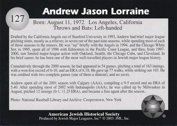 2003 Jewish Major Leaguers #127 Andy Lorraine Back