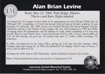 2003 Jewish Major Leaguers #131 Al Levine Back