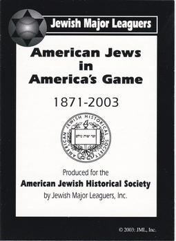 2003 Jewish Major Leaguers #143 Header Card Front