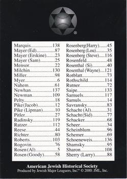 2003 Jewish Major Leaguers #148 Checklist Card Front