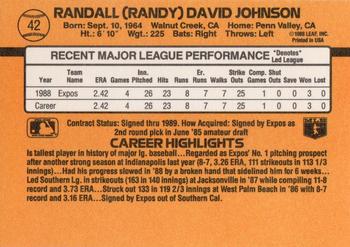 1989 Donruss #42 Randy Johnson Back