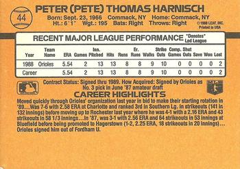 1989 Donruss #44 Pete Harnisch Back