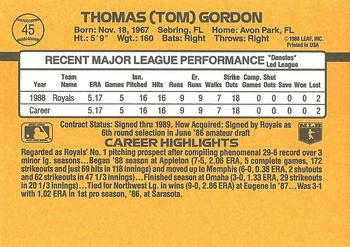 1989 Donruss #45 Tom Gordon Back